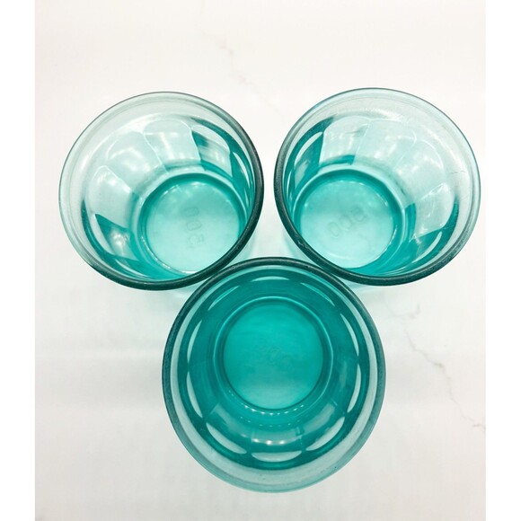 Set of 3 Luminarc Working 500 ML Aqua Teal Tumblers 10-panel Made in France - Picture 2 of 6